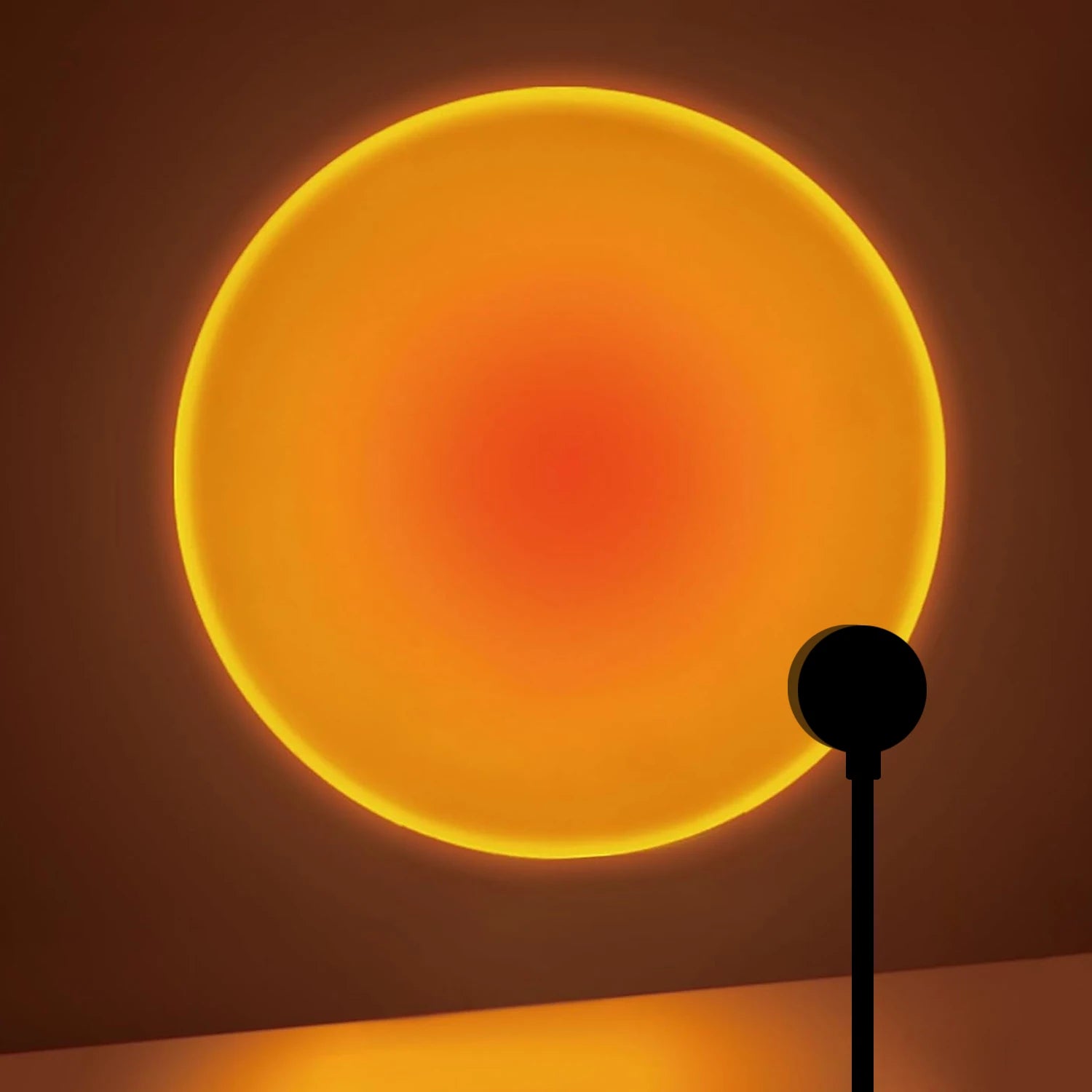 Golden Hour Sunset Lamp projecting sunset glow