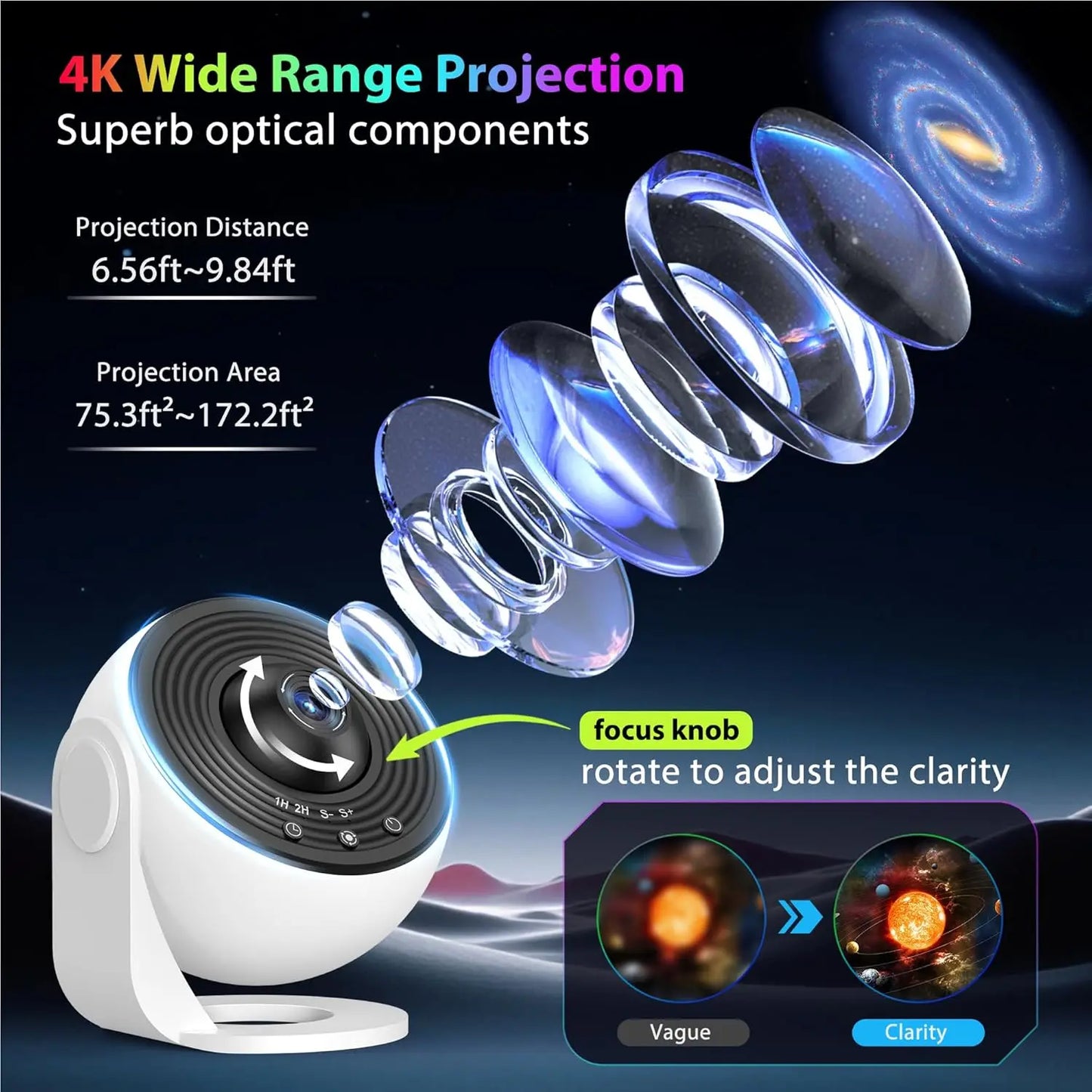 Galaxy projector projecting stars on ceiling