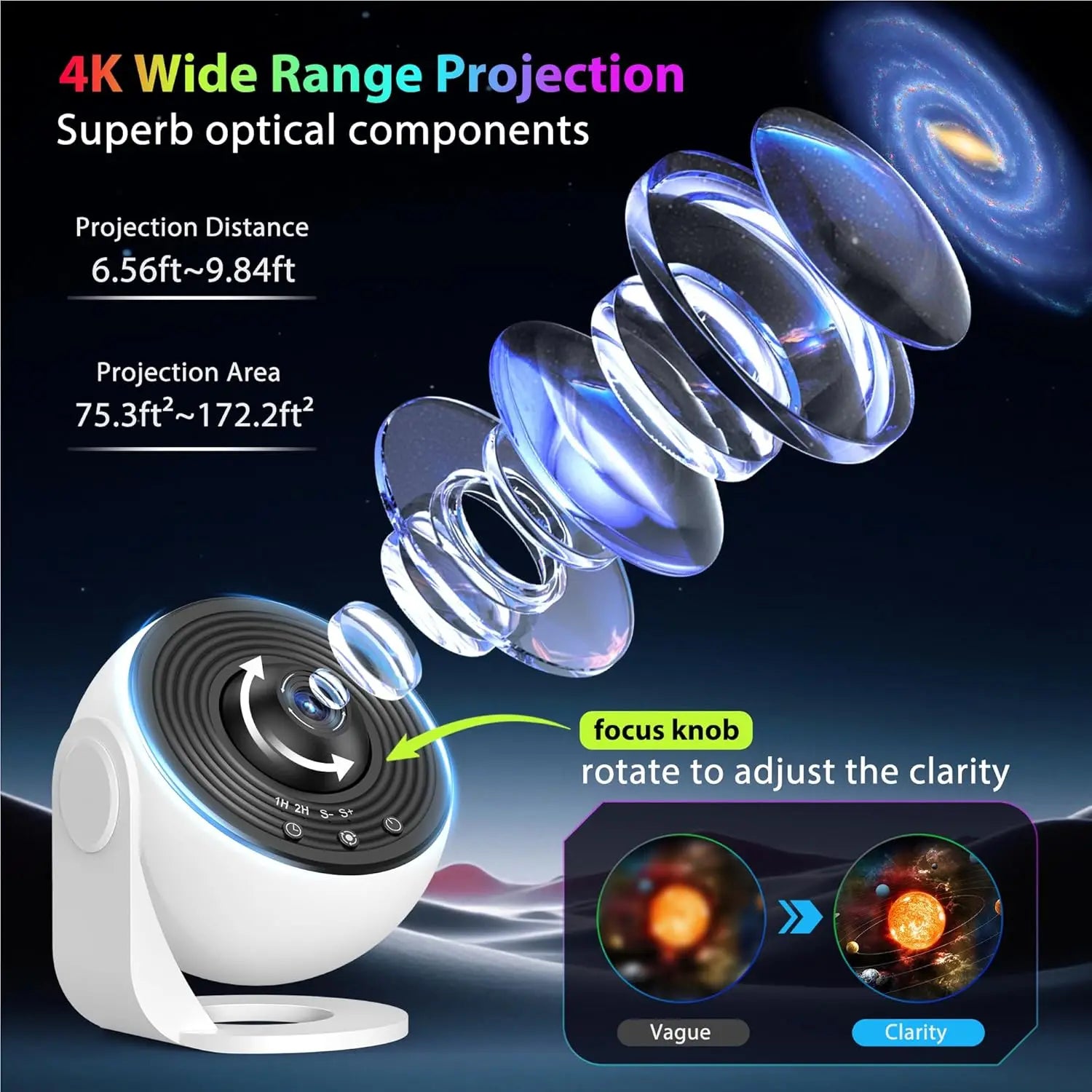 Galaxy projector projecting stars on ceiling