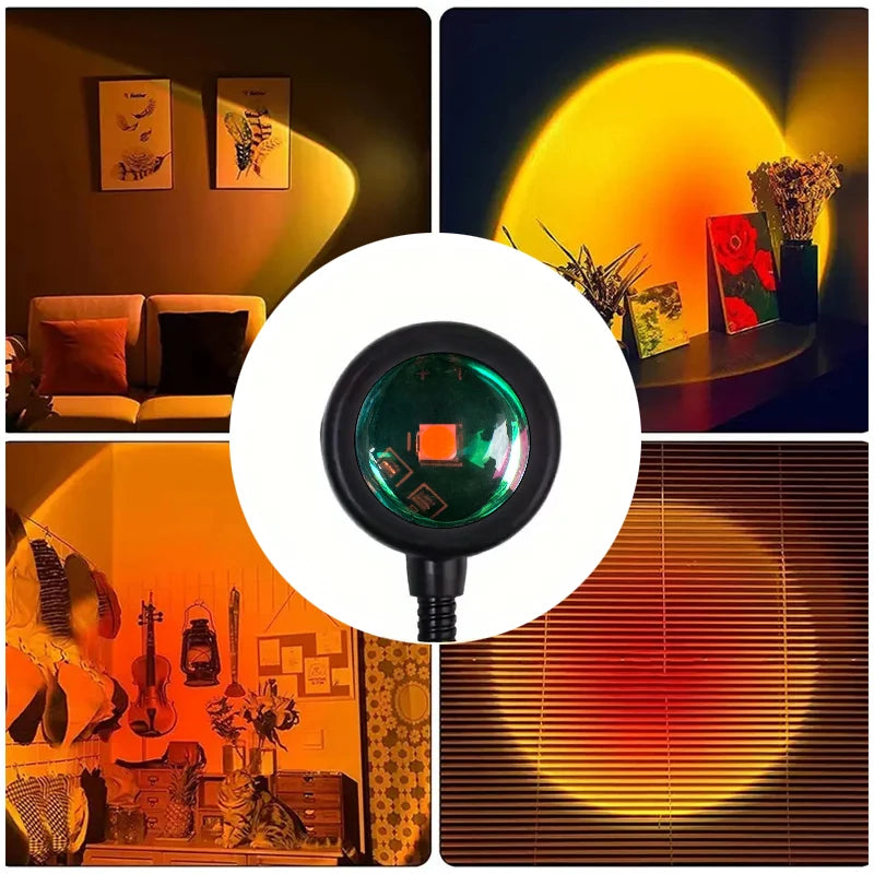 Sunset projection lamp in living room